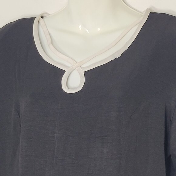 Vintage Chablis Black Back Zipper Short Sleeve Sheath Pads Dress Plus Size 15/16 - Picture 3 of 12